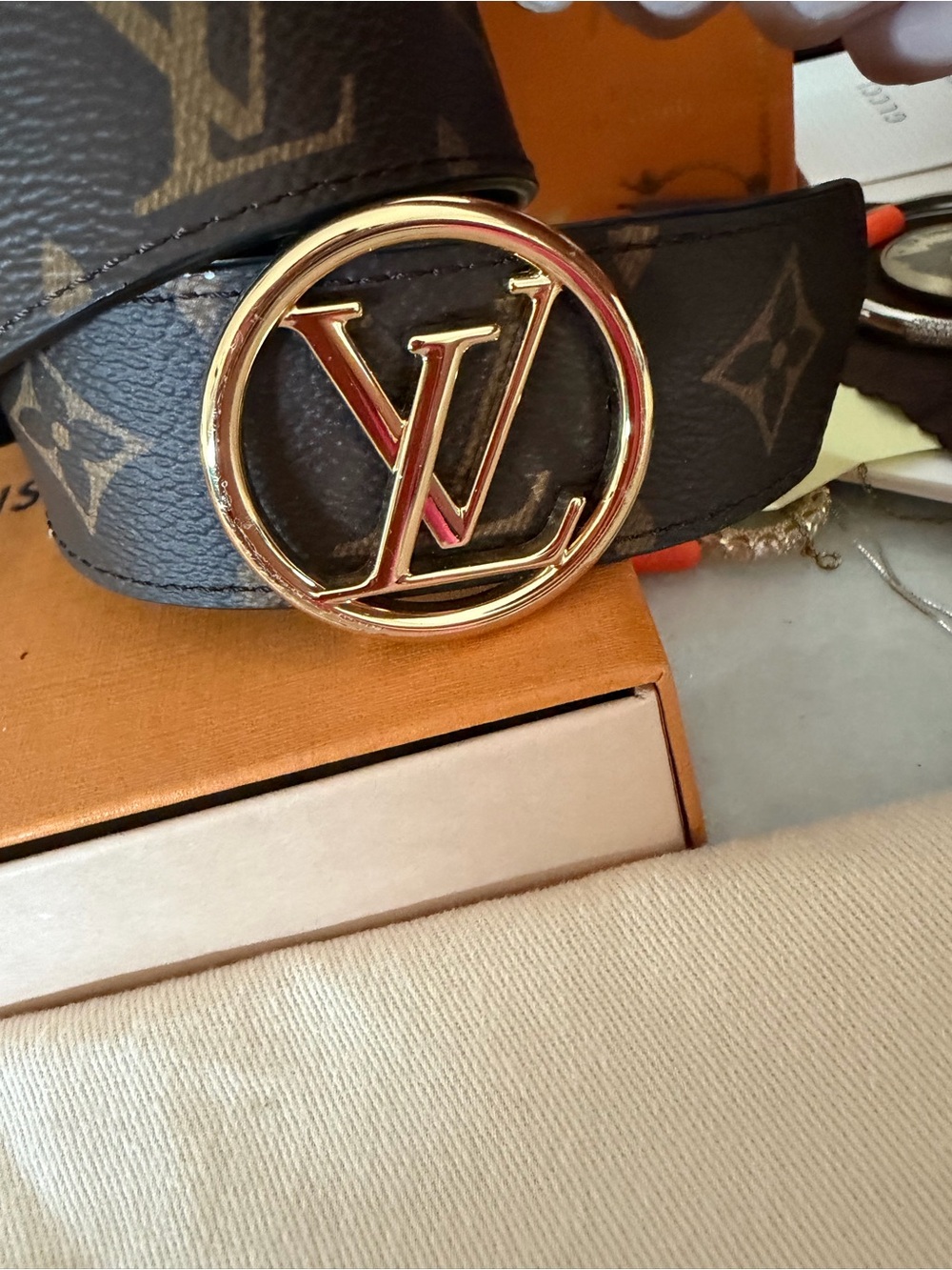 Louis Vuitton Reversible Monogram & Black Belt with Gold LV Circle ❌❌SOLD❌❌ loca - Picture 2 of 8